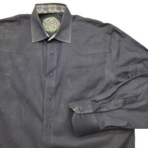 Scully Western Shirt Mens Medium Black Checkered Button Down Long Sleeve *READ‎